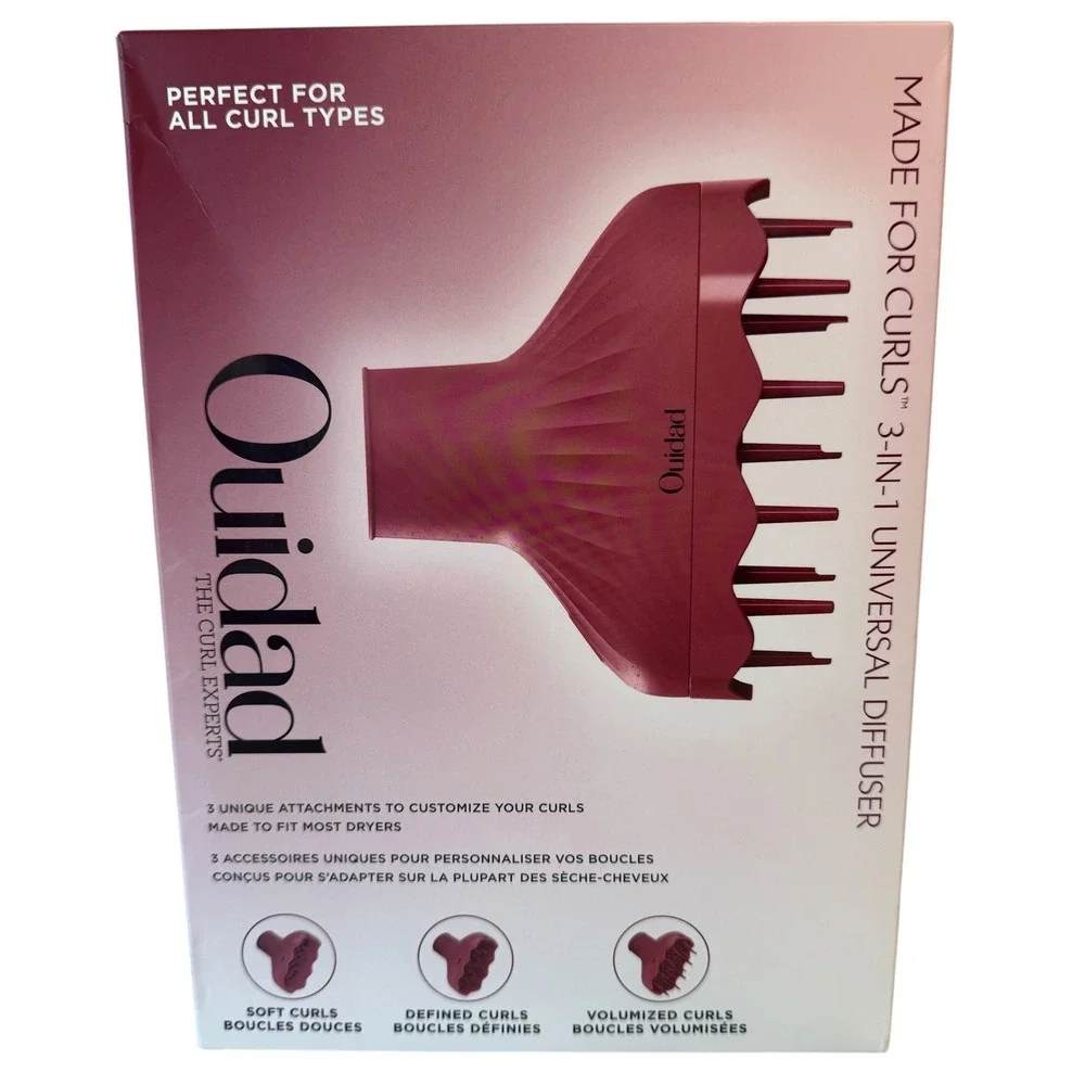 Ouidad Made For Curls 3-in-1 Universal Diffuser Pink Hair Styling Tool NIB